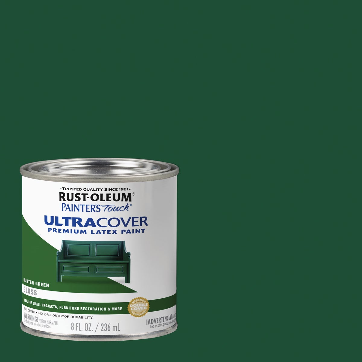 Rust-Oleum Painter's Touch 2X Ultra Cover Premium Latex Paint, Gloss Hunter Green, 1/2 Pt.