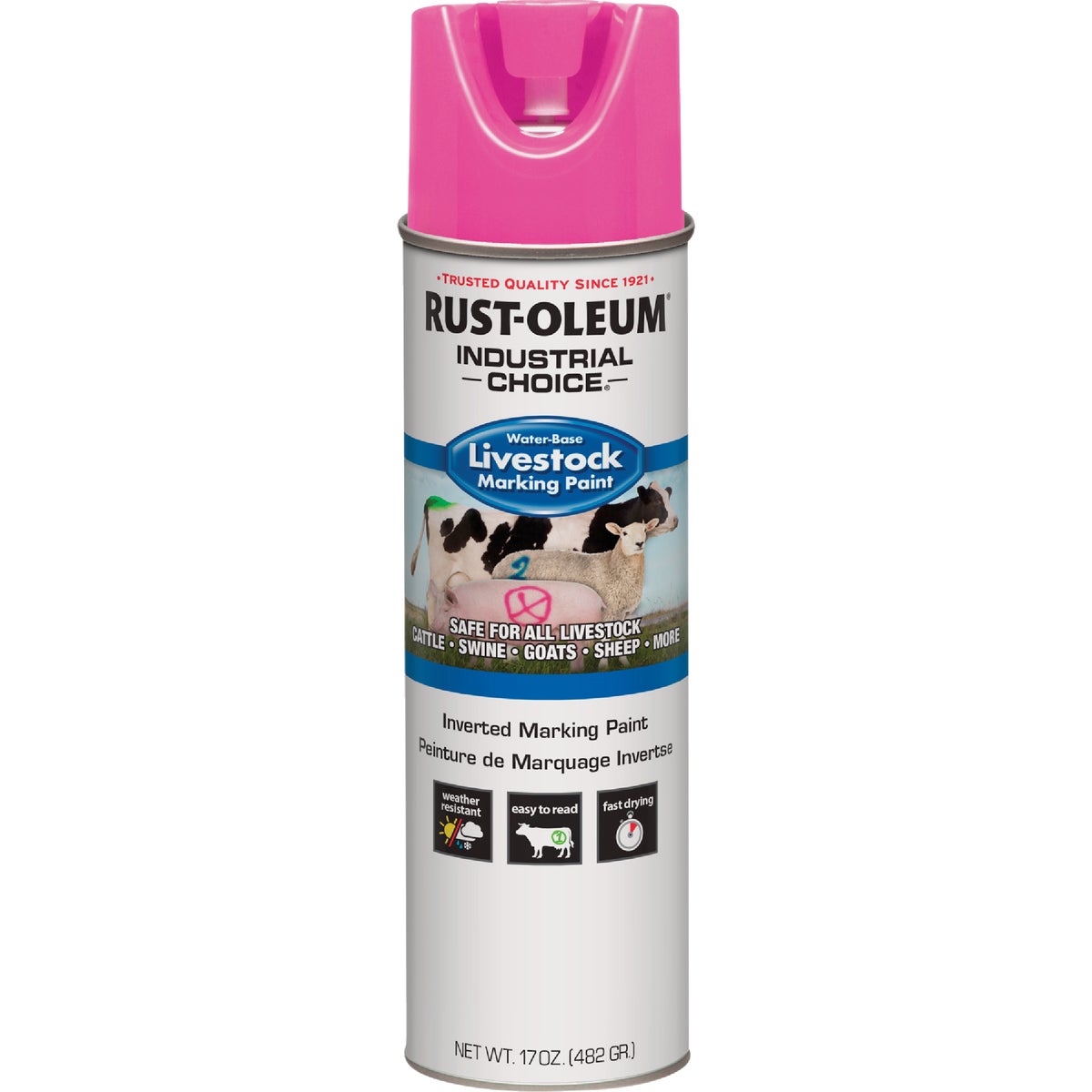 Rust-Oleum Industrial Choice 17 Oz. Fluorescent Pink Livestock Marking Paint