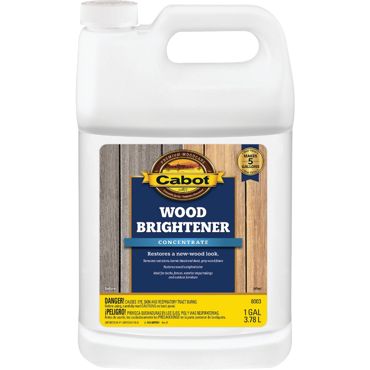 Cabot 1 Gal. House & Deck Wood Brightener Concentrate, 8003
