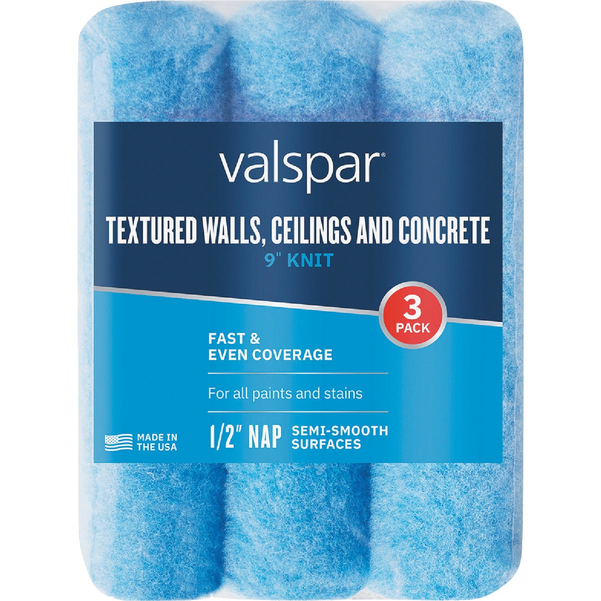 Valspar 9 In. x 1/2 In. Knit Textured Walls, Concrete & Decks Roller Covers (3-Pack) Image 1