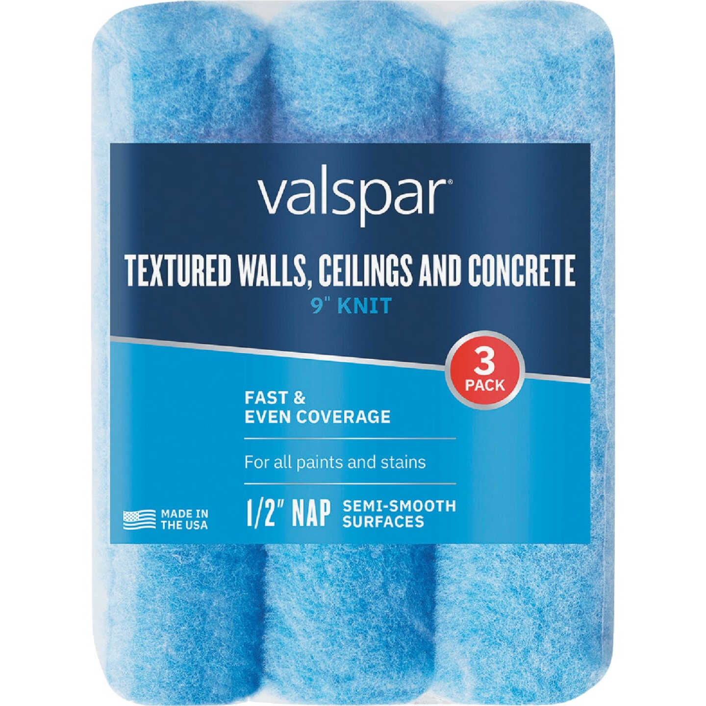 Valspar 9 In. x 1/2 In. Knit Textured Walls, Concrete & Decks Roller Covers (3-Pack) Image 1