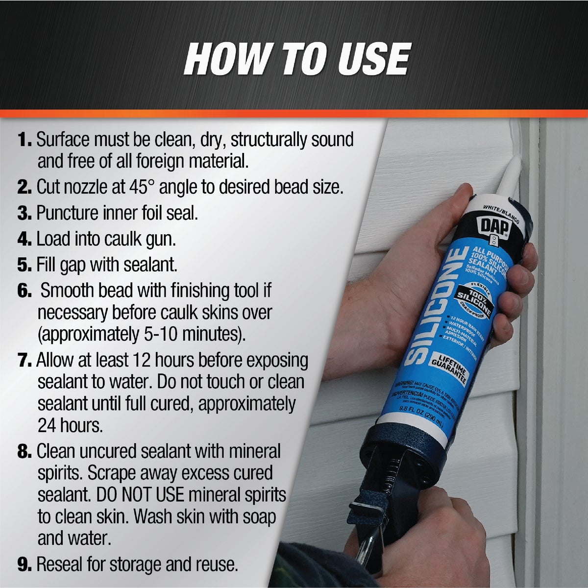DAP 9.8 Oz. Window, Door & Siding Silicone Sealant, Clear Image 3