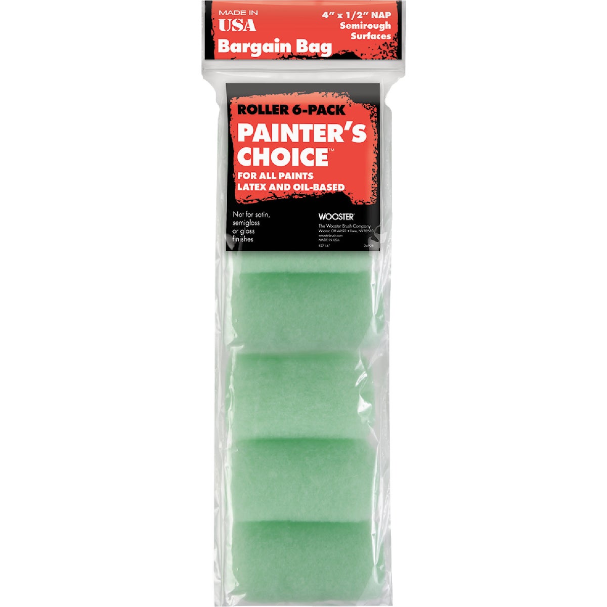 Wooster Painter's Choice 4 In. x 1/2 In. Knit Fabric Roller Cover (6-Pack) Image 1