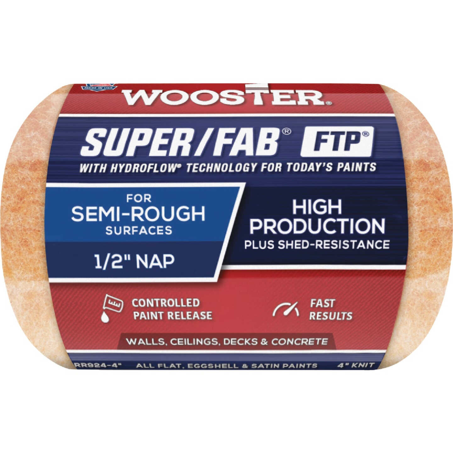 Wooster Super/Fab FTP 4 In. x 1/2 In. Knit Fabric Roller Cover Image 1