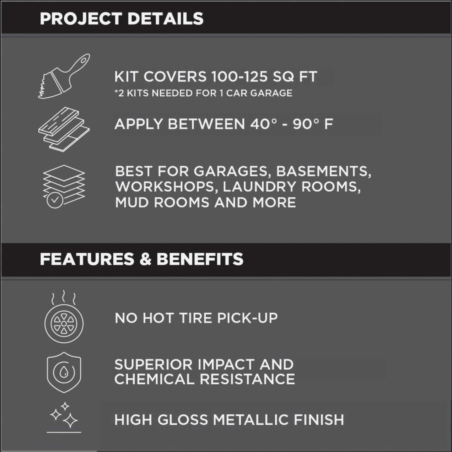 Rust-Oleum RockSolid Metallic Floor Coating Kit, Gunmetal, 70 Oz. Image 3