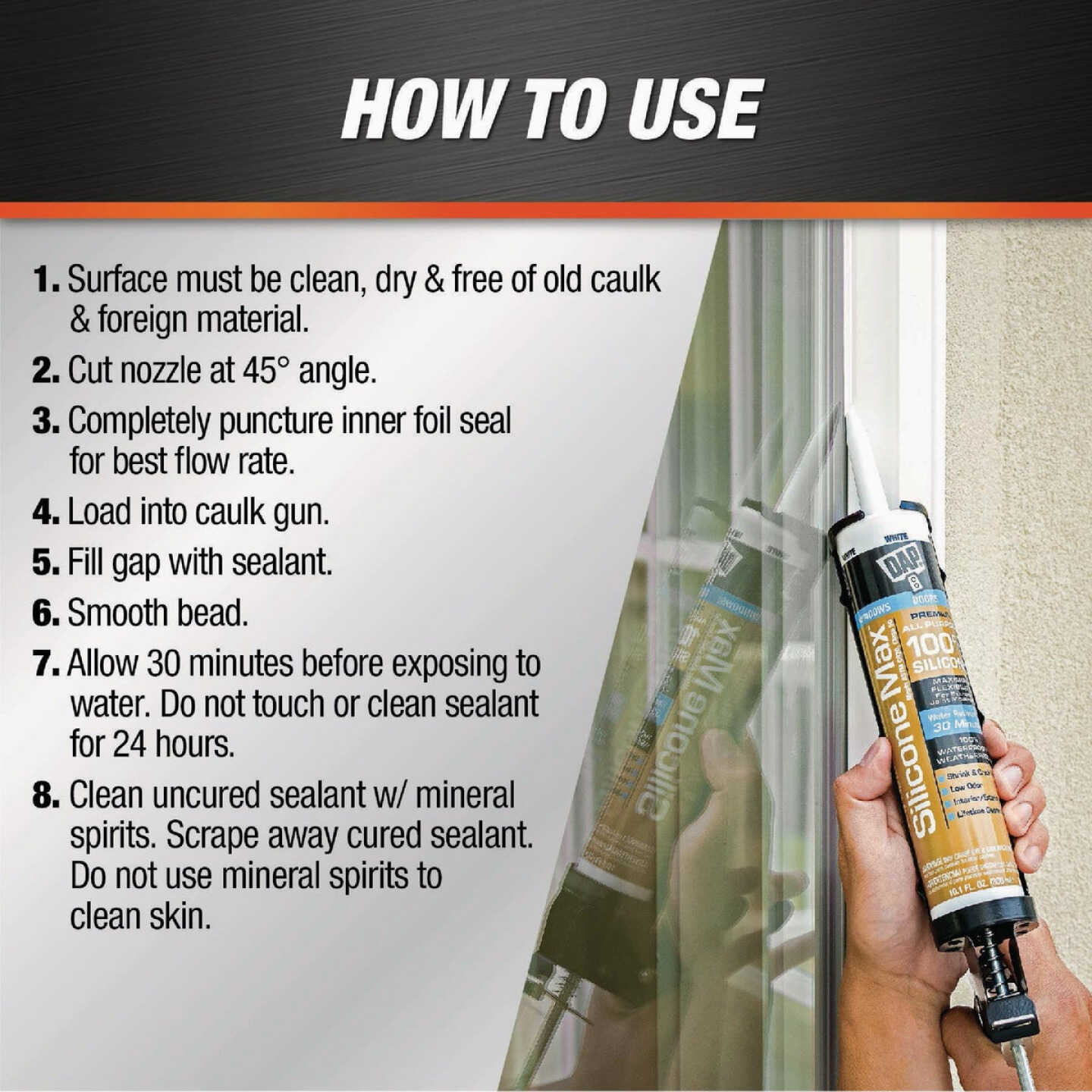 DAP Silicone Max 10 Oz. Black Premium All Purpose 100% Silicone Sealant Image 5