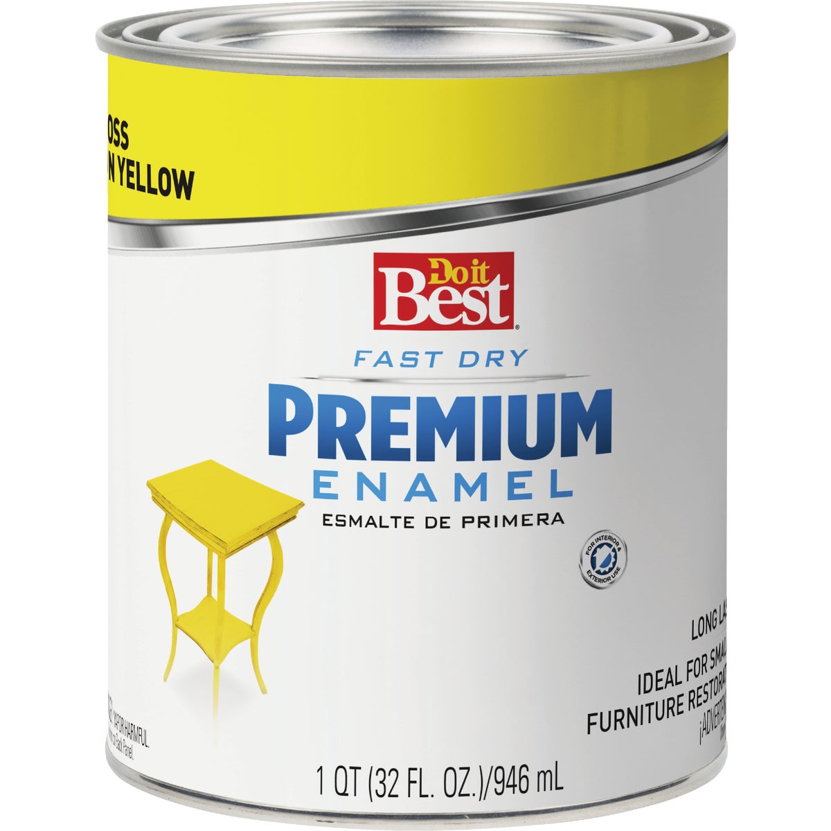 Do it Best Fast Dry Acrylic Latex Gloss Premium Enamel, Sun Yellow, 1 Qt.