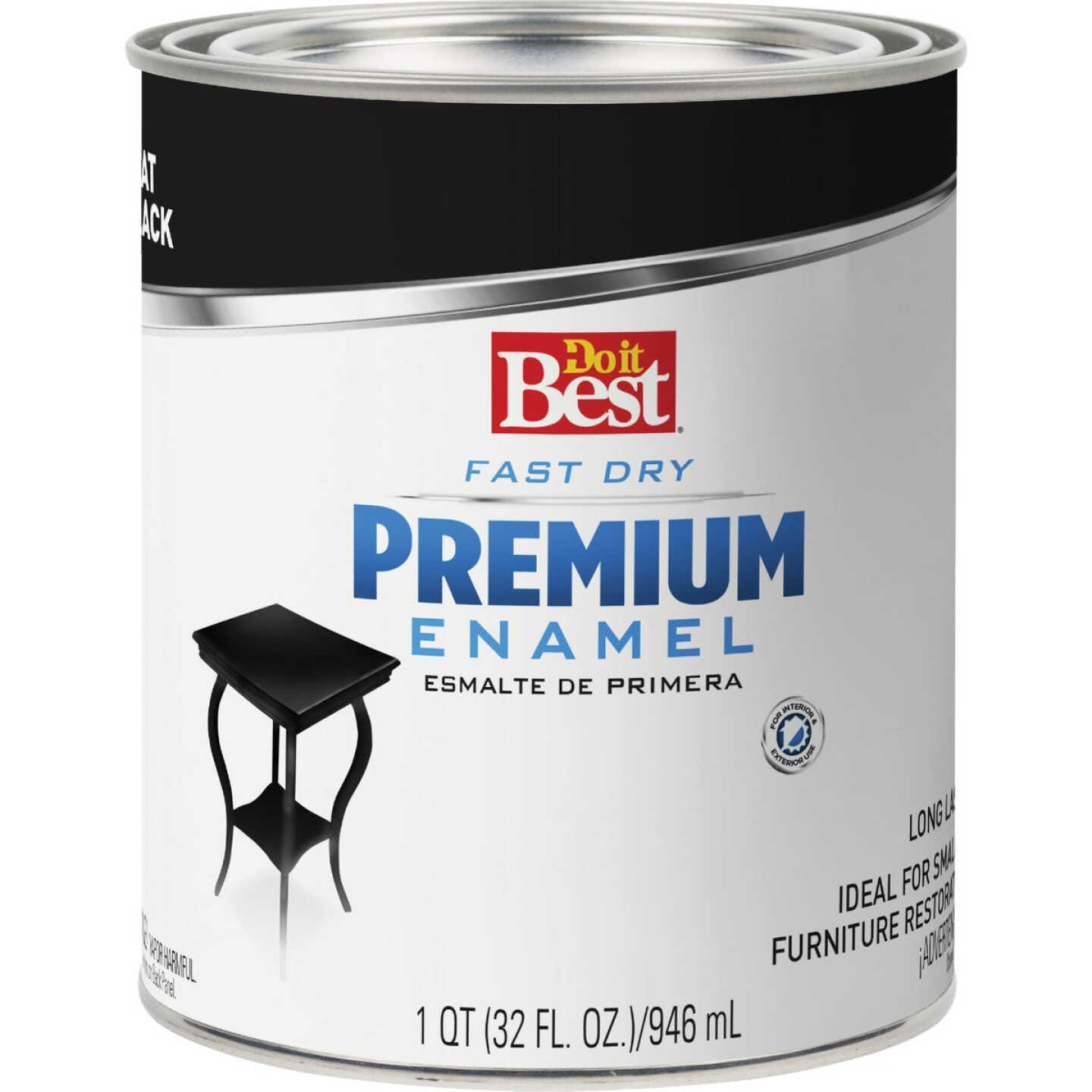 Do it Best Fast Dry Acrylic Latex Flat Premium Enamel, Black, 1 Qt. Image 1