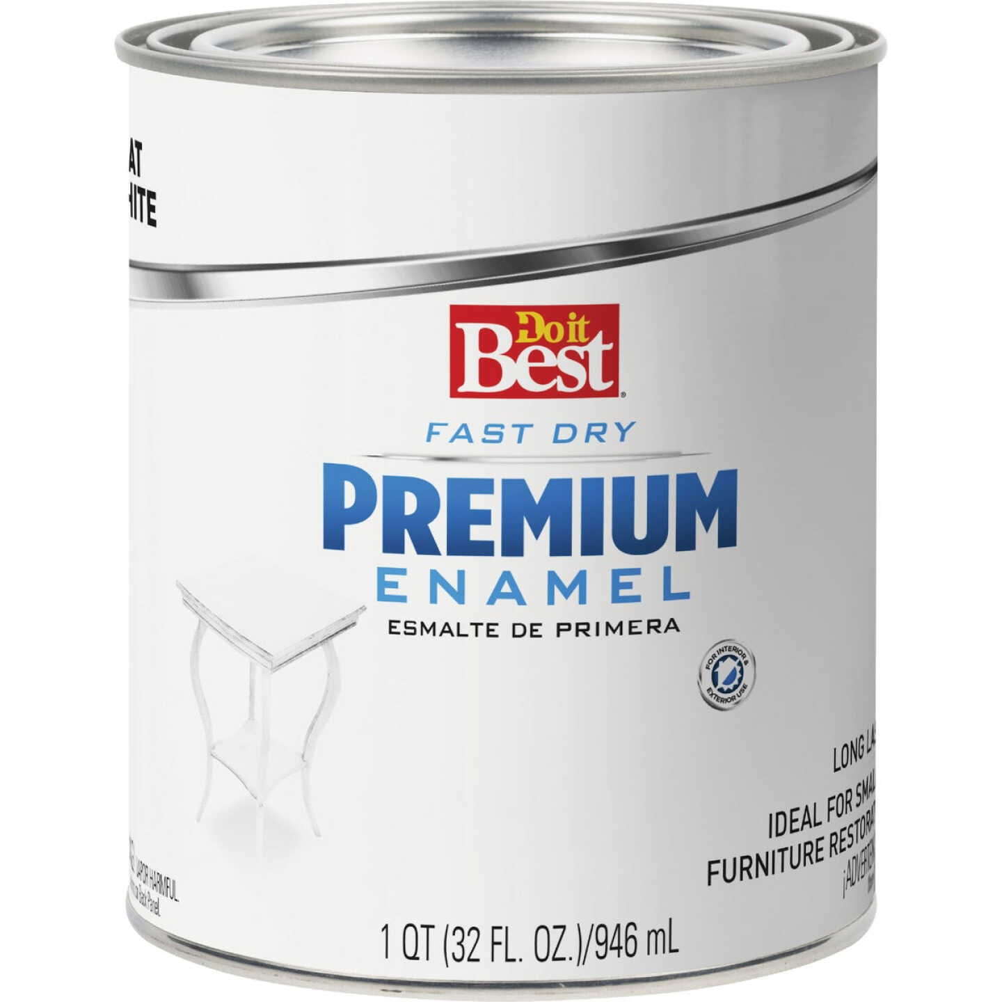 Do it Best Fast Dry Acrylic Latex Flat Premium Enamel, White, 1 Qt. Image 1
