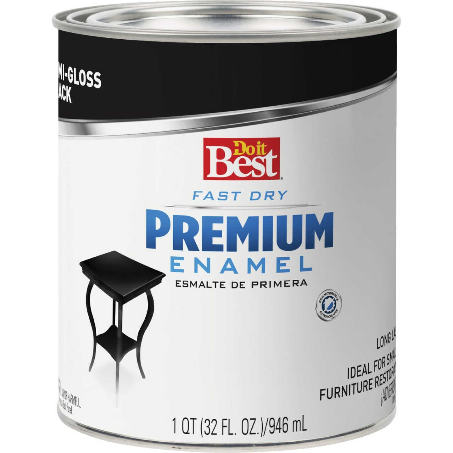 Do it Best Fast Dry Acrylic Latex Semi-Gloss Premium Enamel, Black, 1 Qt. Image 1