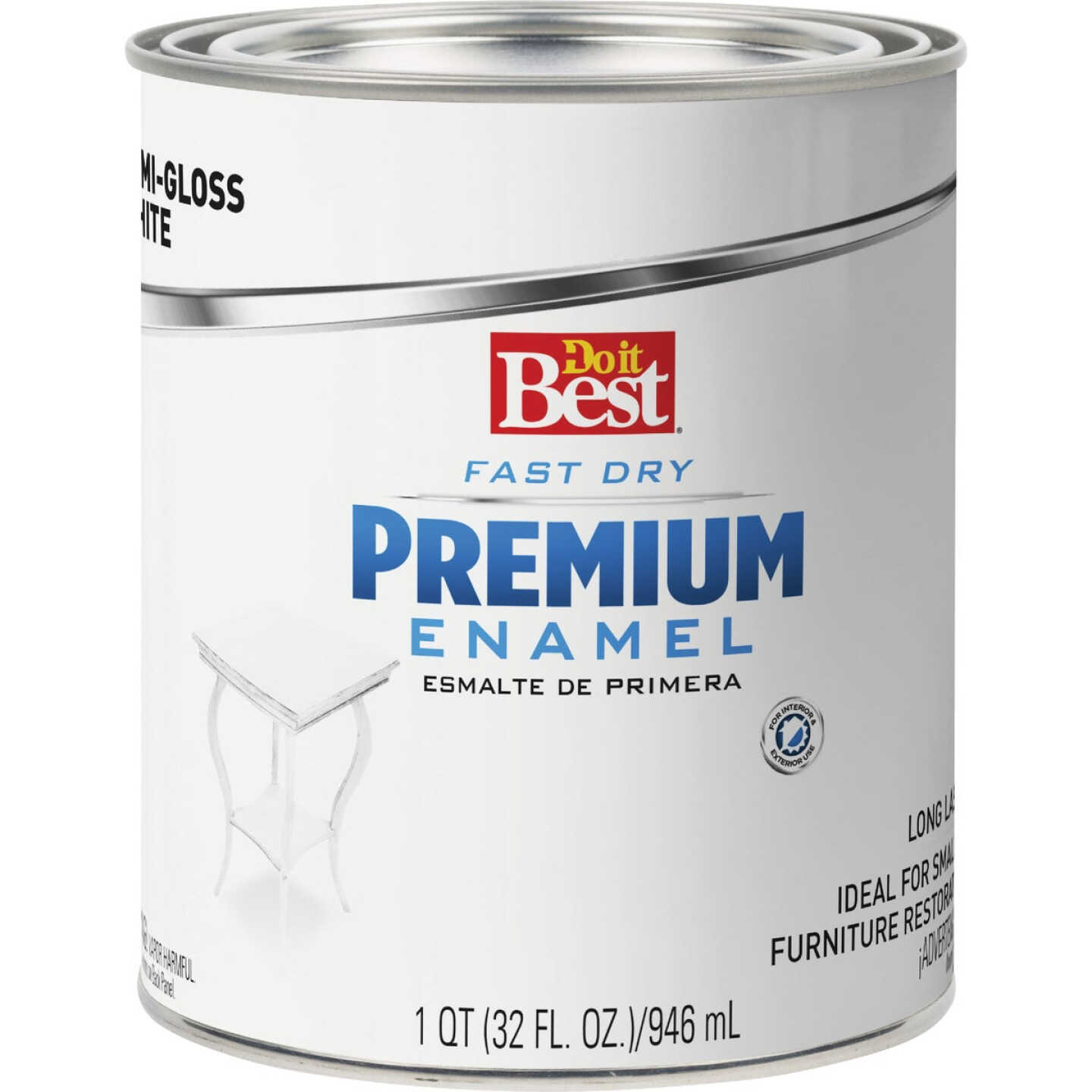 Do it Best Fast Dry Acrylic Latex Semi-Gloss Premium Enamel, White, 1 Qt. Image 1