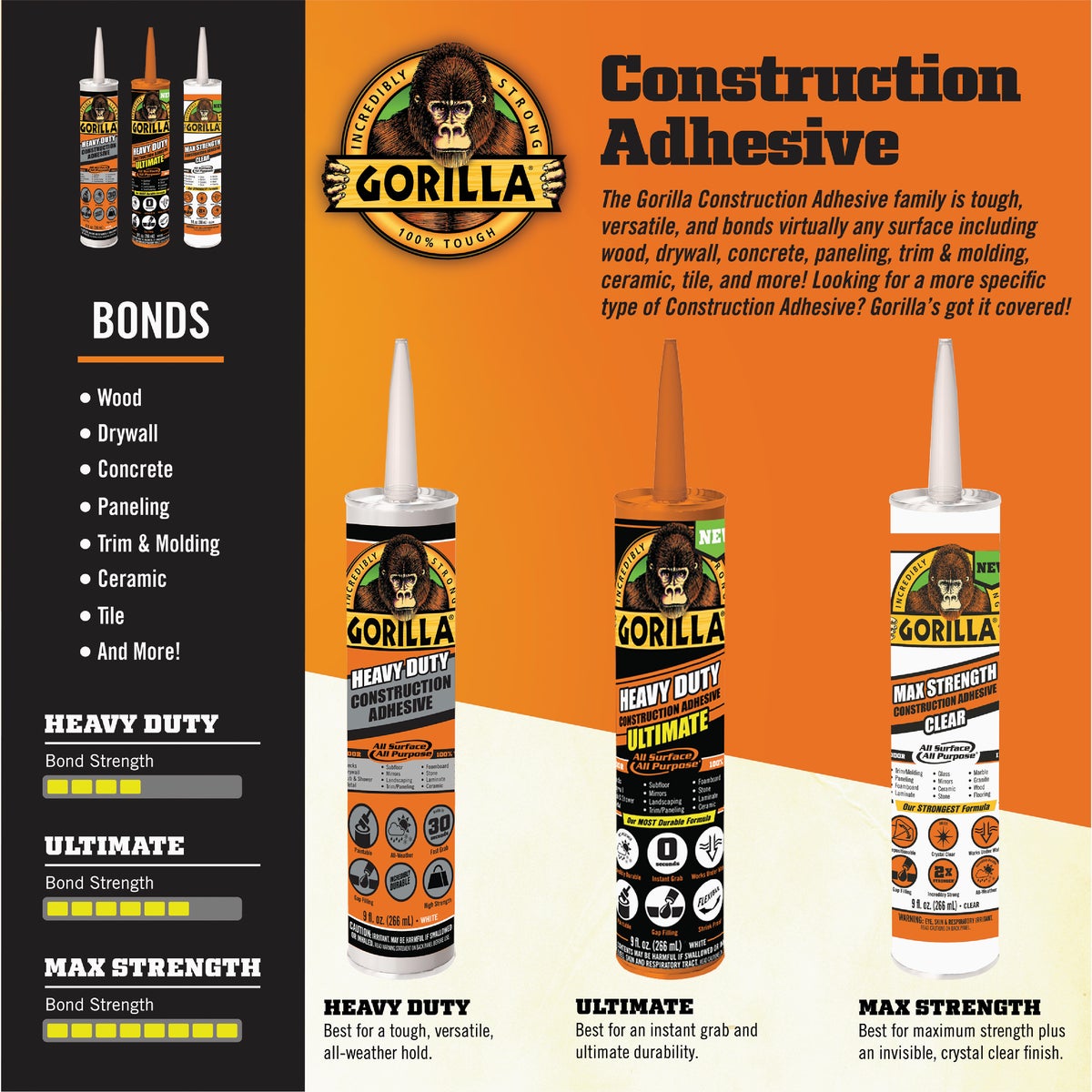 Gorilla 9 Oz. Heavy Duty Ultimate Construction Adhesive Image 4
