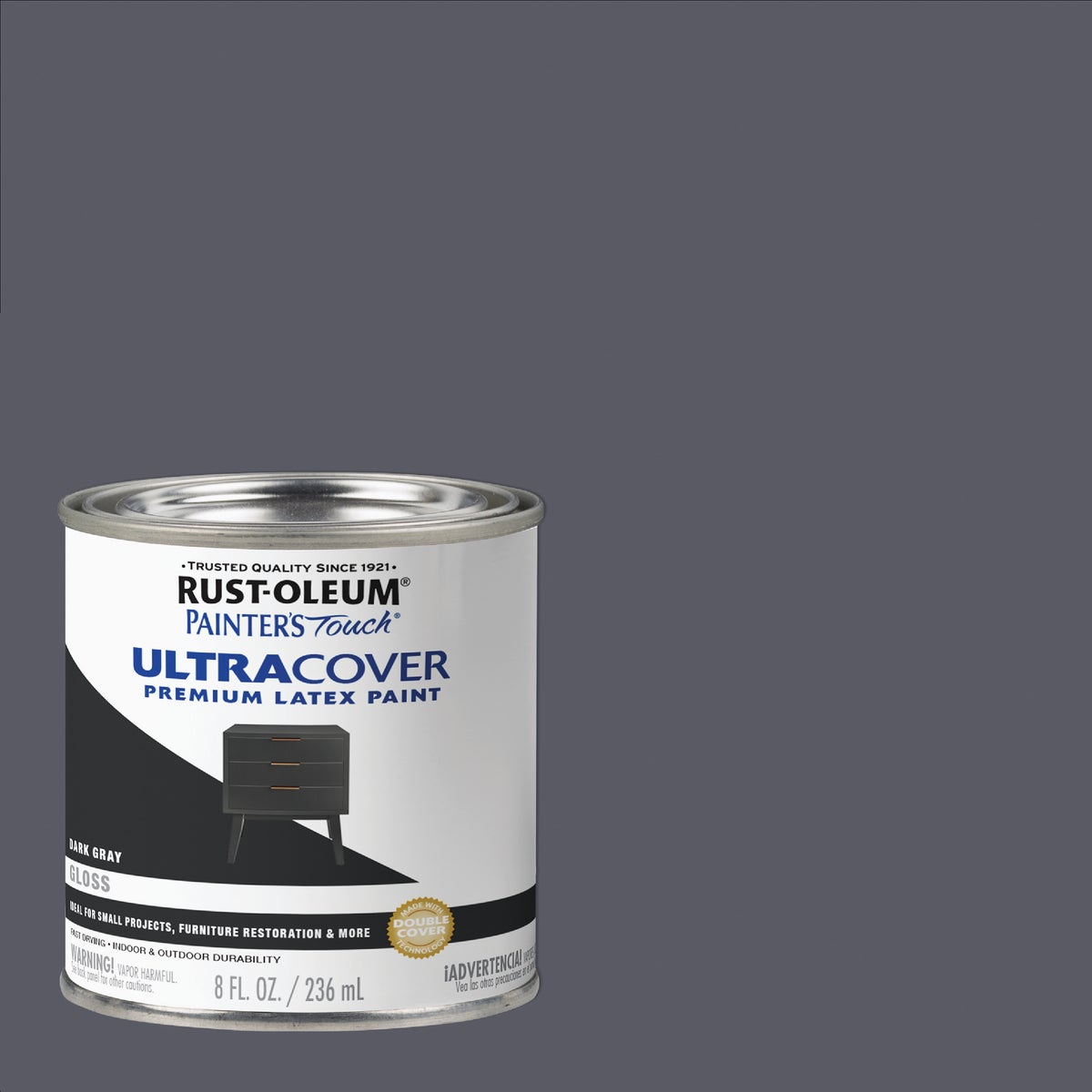 Rust-Oleum Painter's Touch 2X Ultra Cover Premium Latex Paint, Dark Gray, 1/2 Pt. Image 1