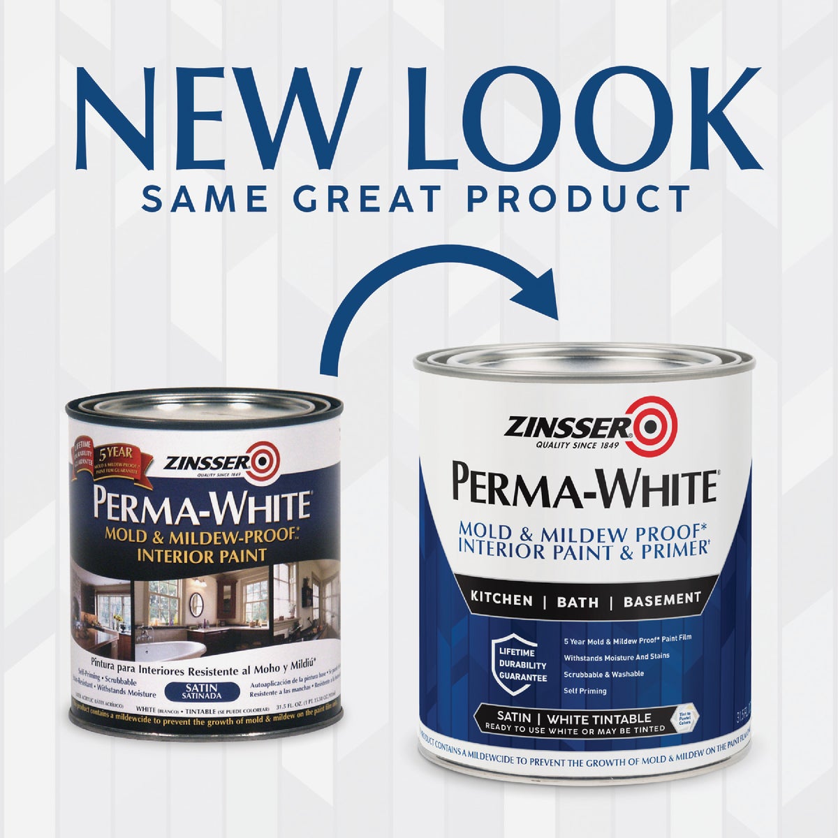 Zinsser Perma-White White-Tintable Satin Quart Mildew Paint Image 2