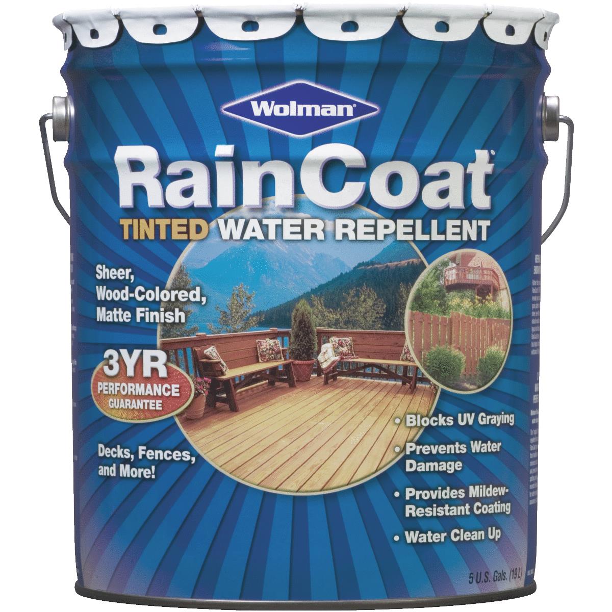 Wolman RainCoat Tinted Water-Based Repellent, Natural Cedar, 5 Gal.