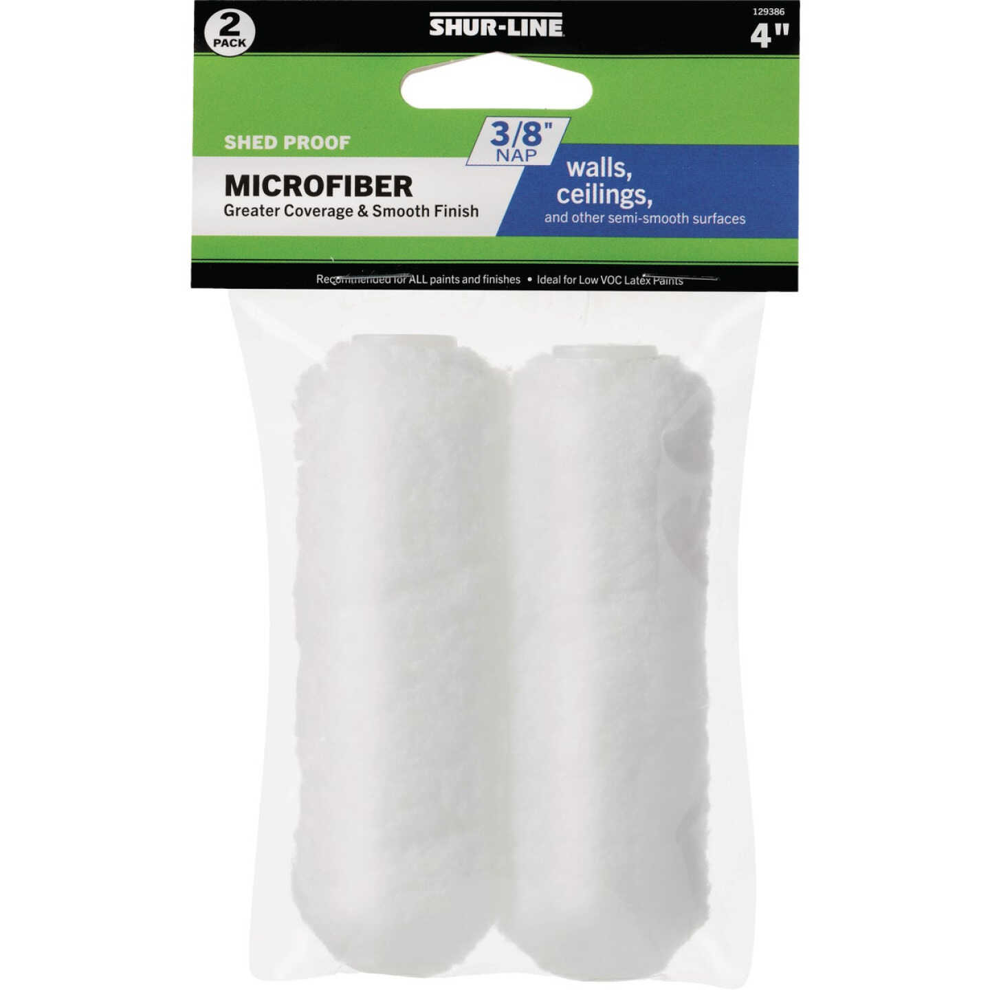 Shur-Line Best 4 In. x 3/8 In. Microfiber Roller Cover (2-Pack) Image 1
