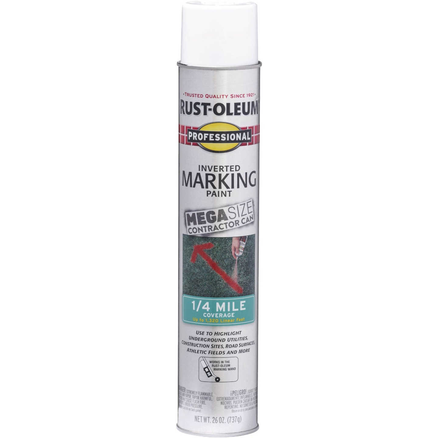 Rust-Oleum Professional 26 Oz. Mega White Inverted Marking Spray Paint Image 1