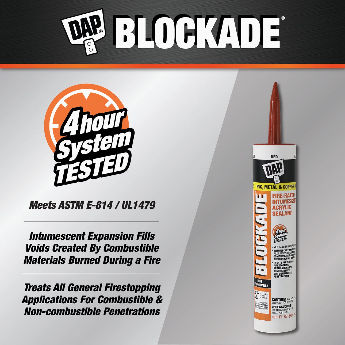 Dap Blockade 10.1 Oz. Fire-Rated Intumescent Sealant, Red Image 2