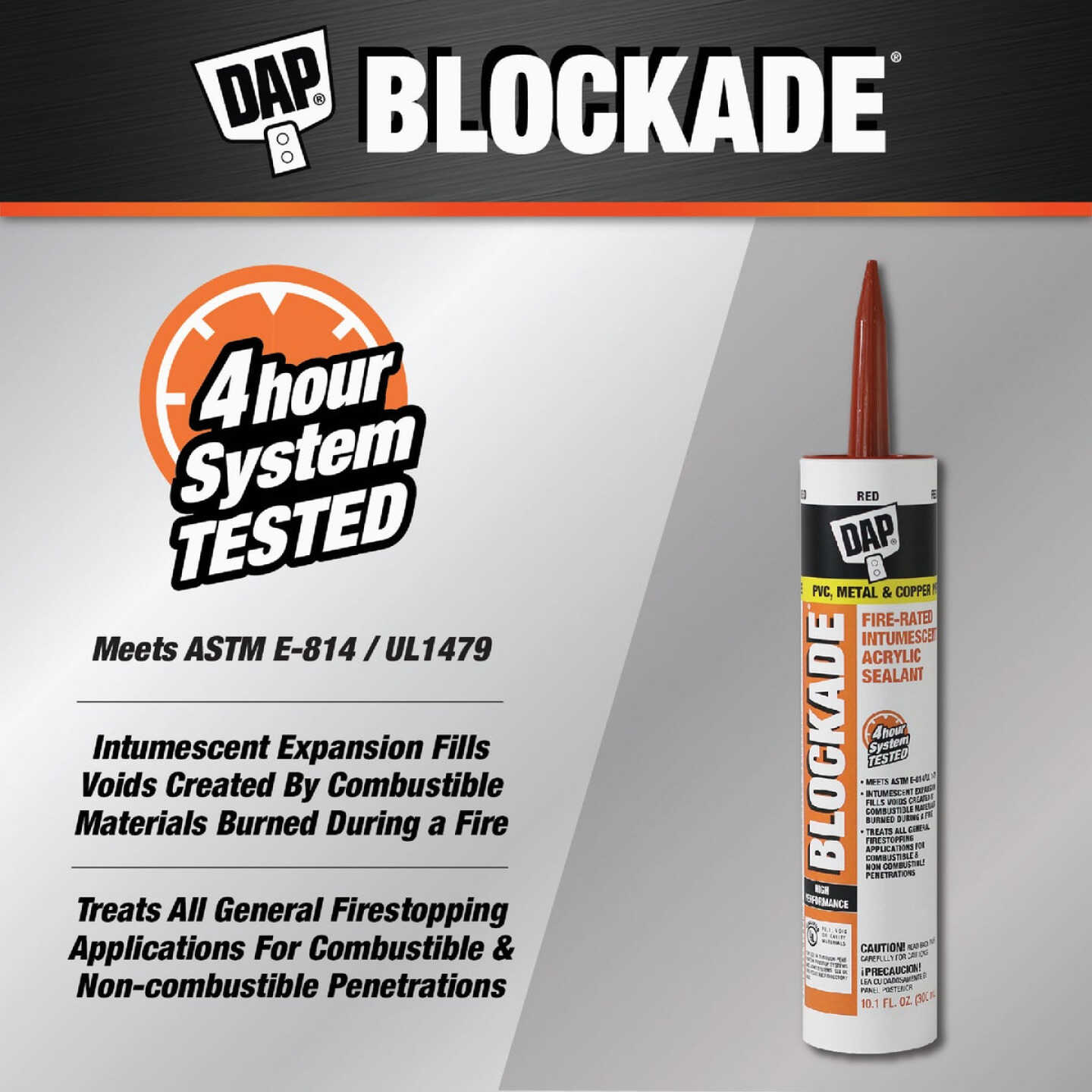 Dap Blockade 10.1 Oz. Fire-Rated Intumescent Sealant, Red Image 2