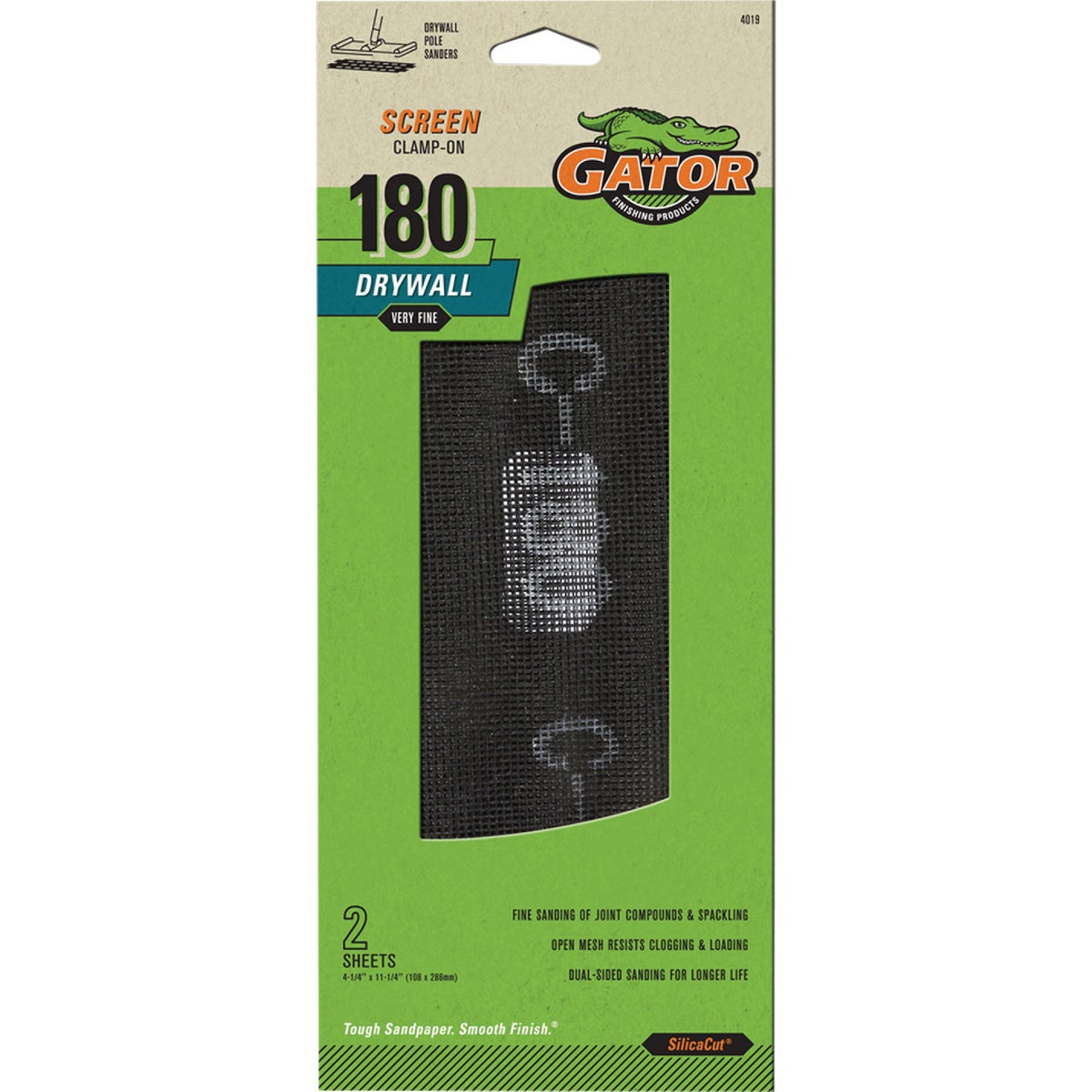Gator Grit 180 Grit 4-1/4 In. x 11-1/4 In. Precut Drywall Sanding Screen (2-Pack) Image 1
