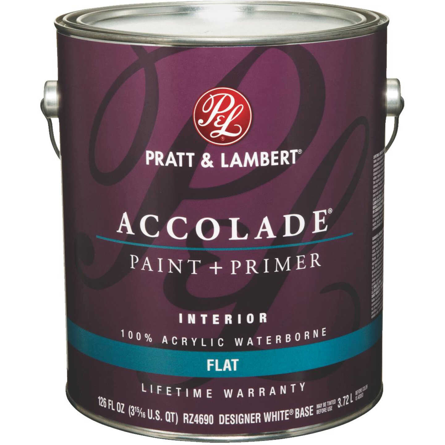 Pratt & Lambert Accolade 100% Acrylic Paint & Primer Flat Interior Wall Paint, Designer White, 1 Gal Image 2