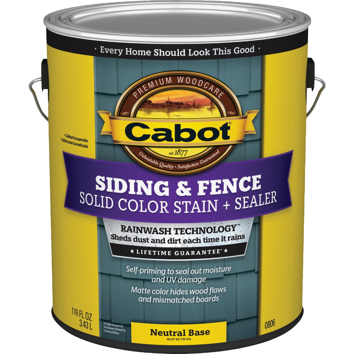 Cabot Solid Color Acrylic Siding & Fence Stain + Sealer, 0806 Neutral Base, 1 Gal.