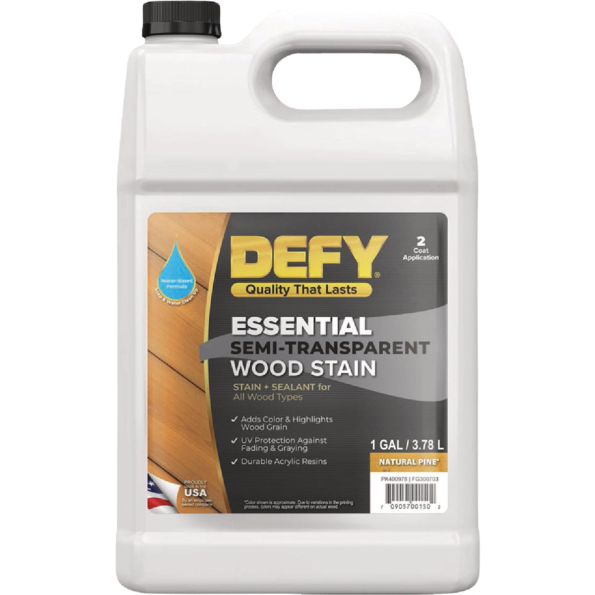 Defy Essential Semi-Transparent Wood Stain, Natural Pine, 1 Gal. Image 1