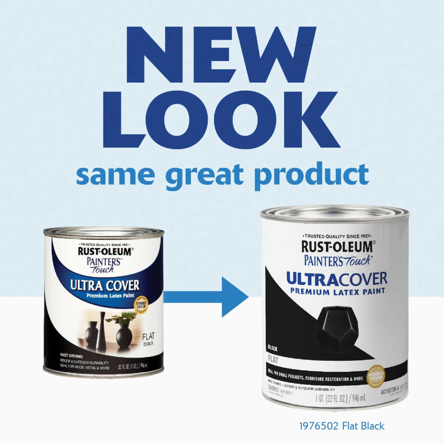 Rust-Oleum Painter's Touch 2X Ultra Cover Premium Latex Paint, Flat Black, 1 Qt. Image 2