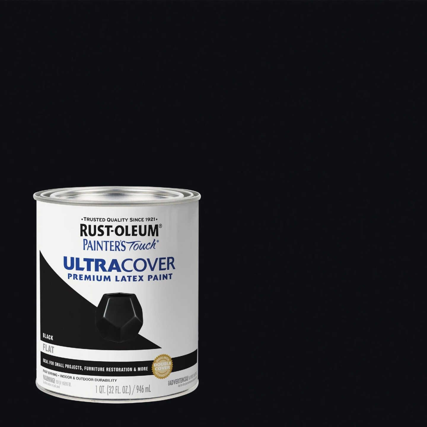 Rust-Oleum Painter's Touch 2X Ultra Cover Premium Latex Paint, Flat Black, 1 Qt. Image 1