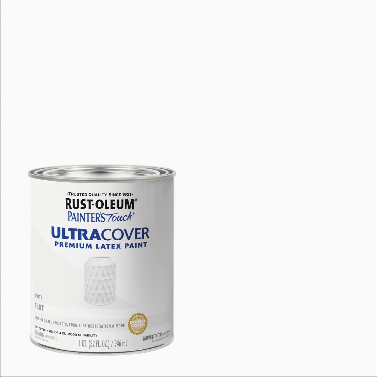 Rust-Oleum Painter's Touch 2X Ultra Cover Premium Latex Paint, Flat White, 1 Qt.
