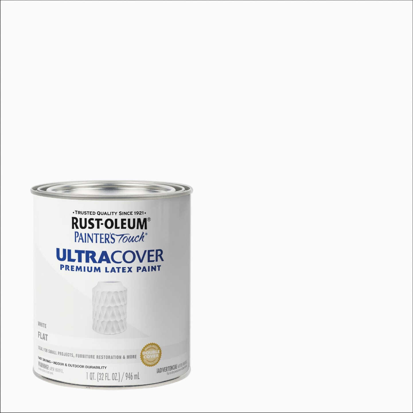 Rust-Oleum Painter's Touch 2X Ultra Cover Premium Latex Paint, Flat White, 1 Qt. Image 1