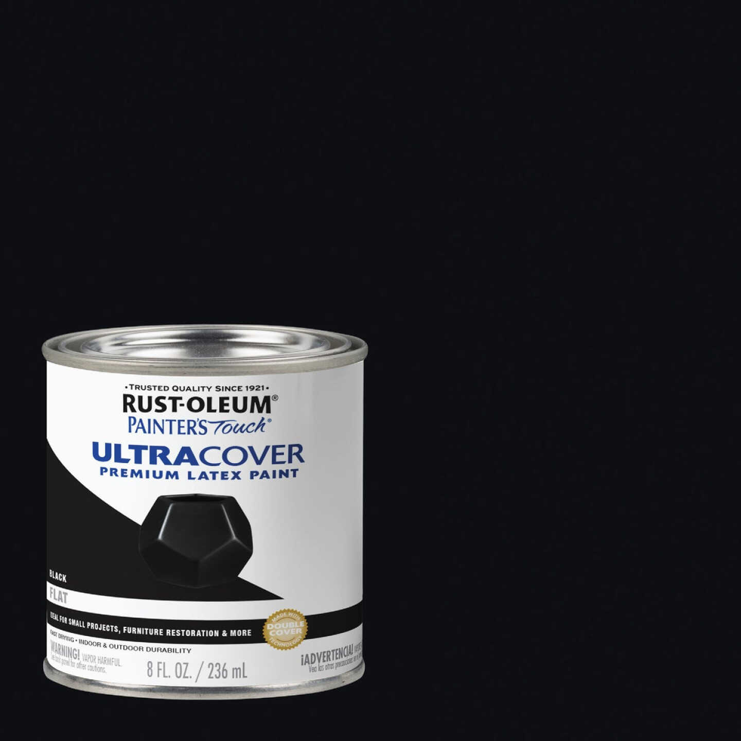 Rust-Oleum Painter's Touch 2X Ultra Cover Premium Latex Paint, Flat Black, 1/2 Pt. Image 1