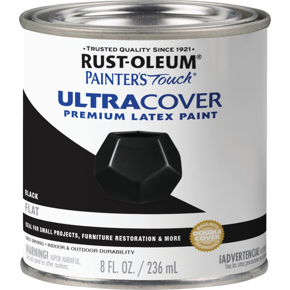 Rust-Oleum Painter's Touch 2X Ultra Cover Premium Latex Paint, Flat Black, 1/2 Pt. Image 7