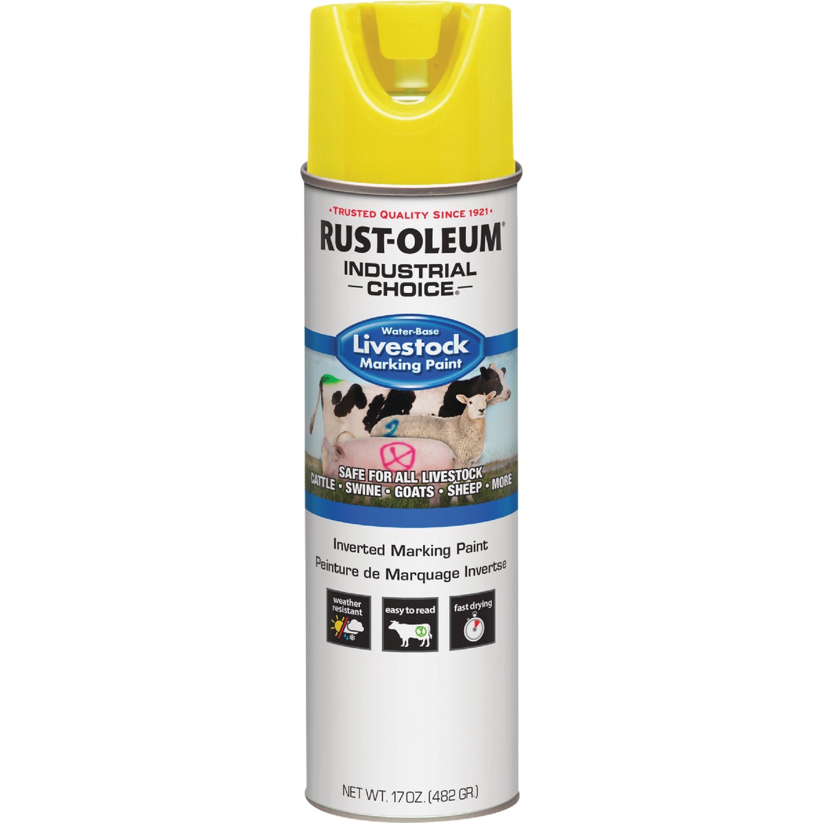 Rust-Oleum Industrial Choice 17 Oz. Fluorescent Yellow Livestock Marking Paint Image 2