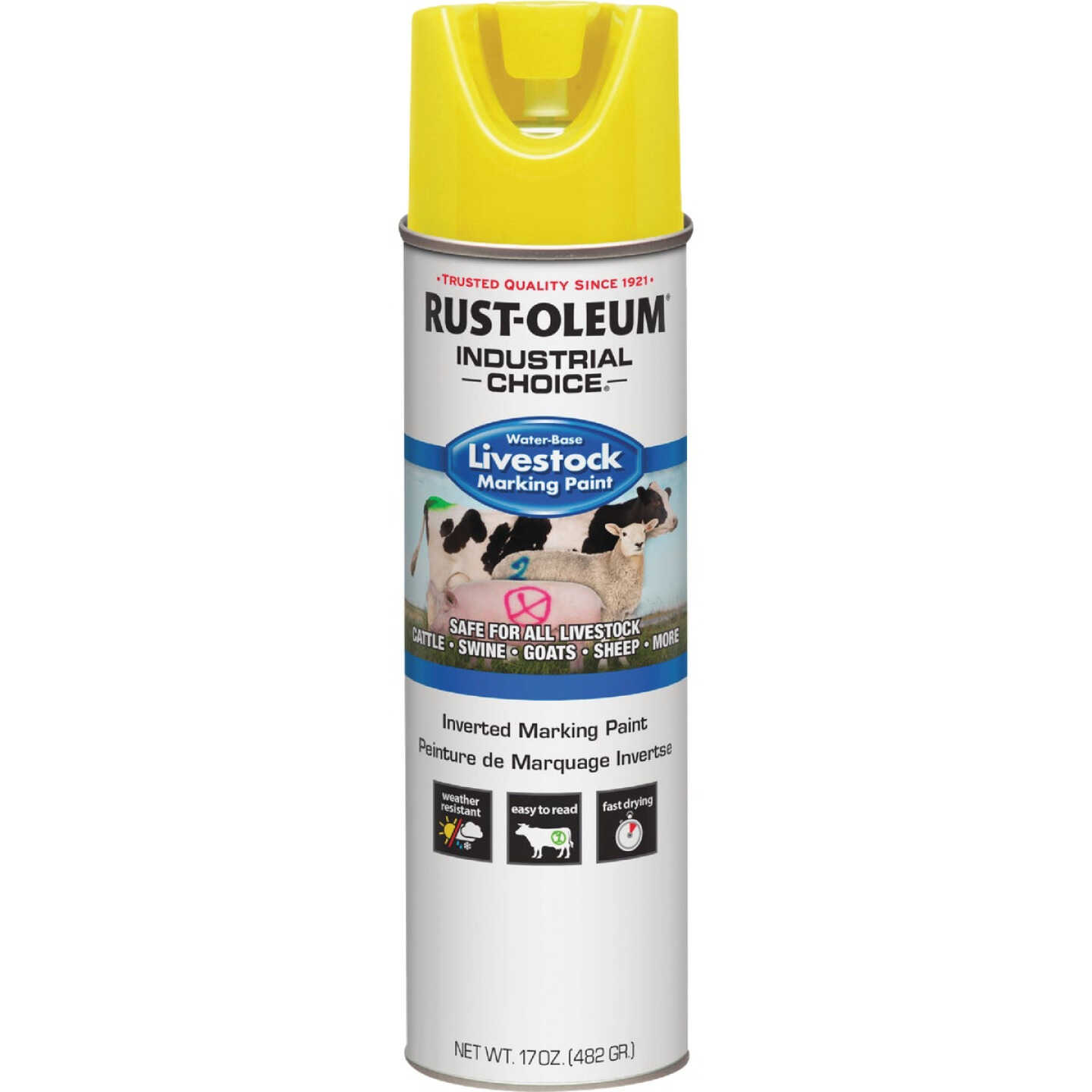 Rust-Oleum Industrial Choice 17 Oz. Fluorescent Yellow Livestock Marking Paint Image 2