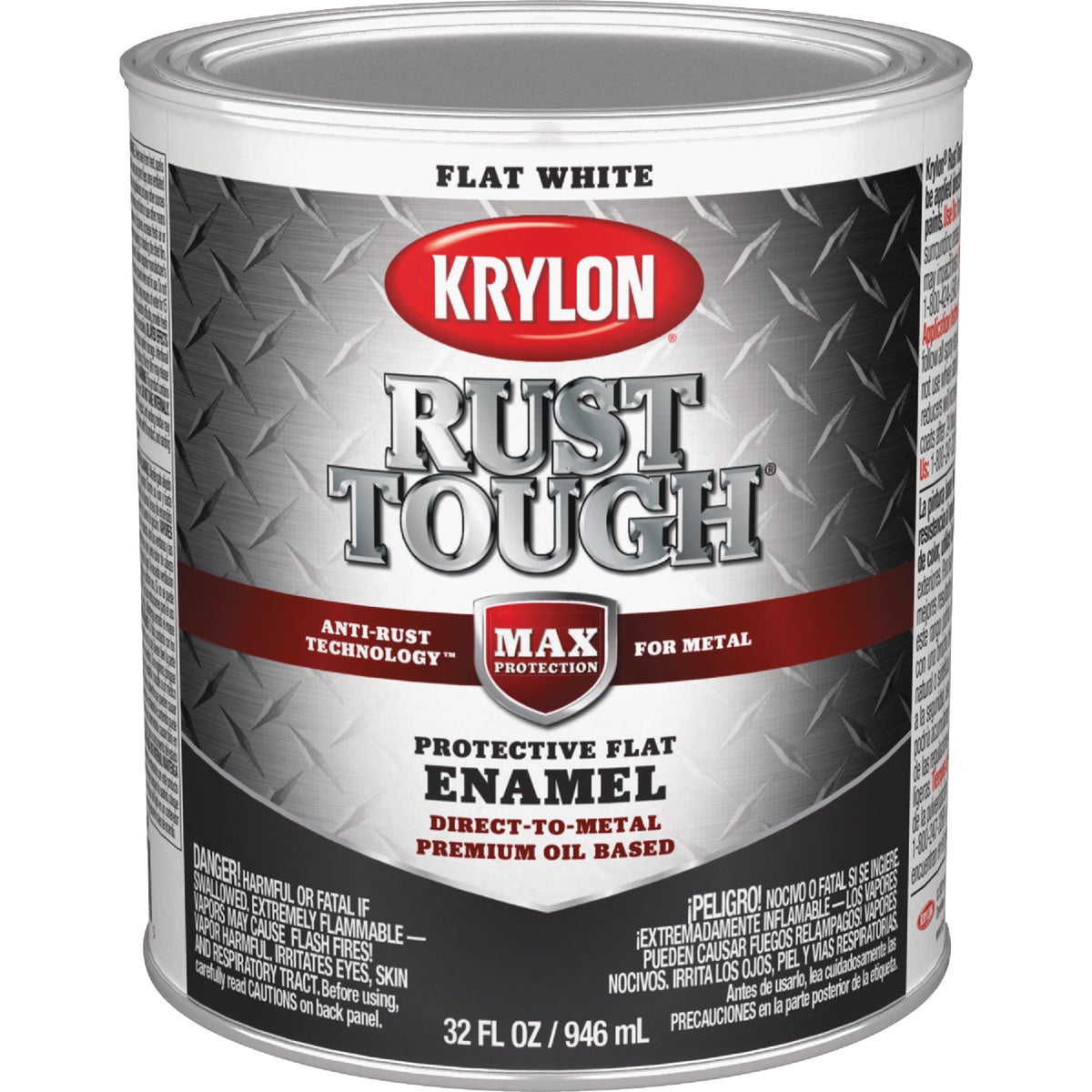 Krylon Rust Tough DTM Oil-Based Flat Rust Control Enamel, White, 1 Qt. Image 1