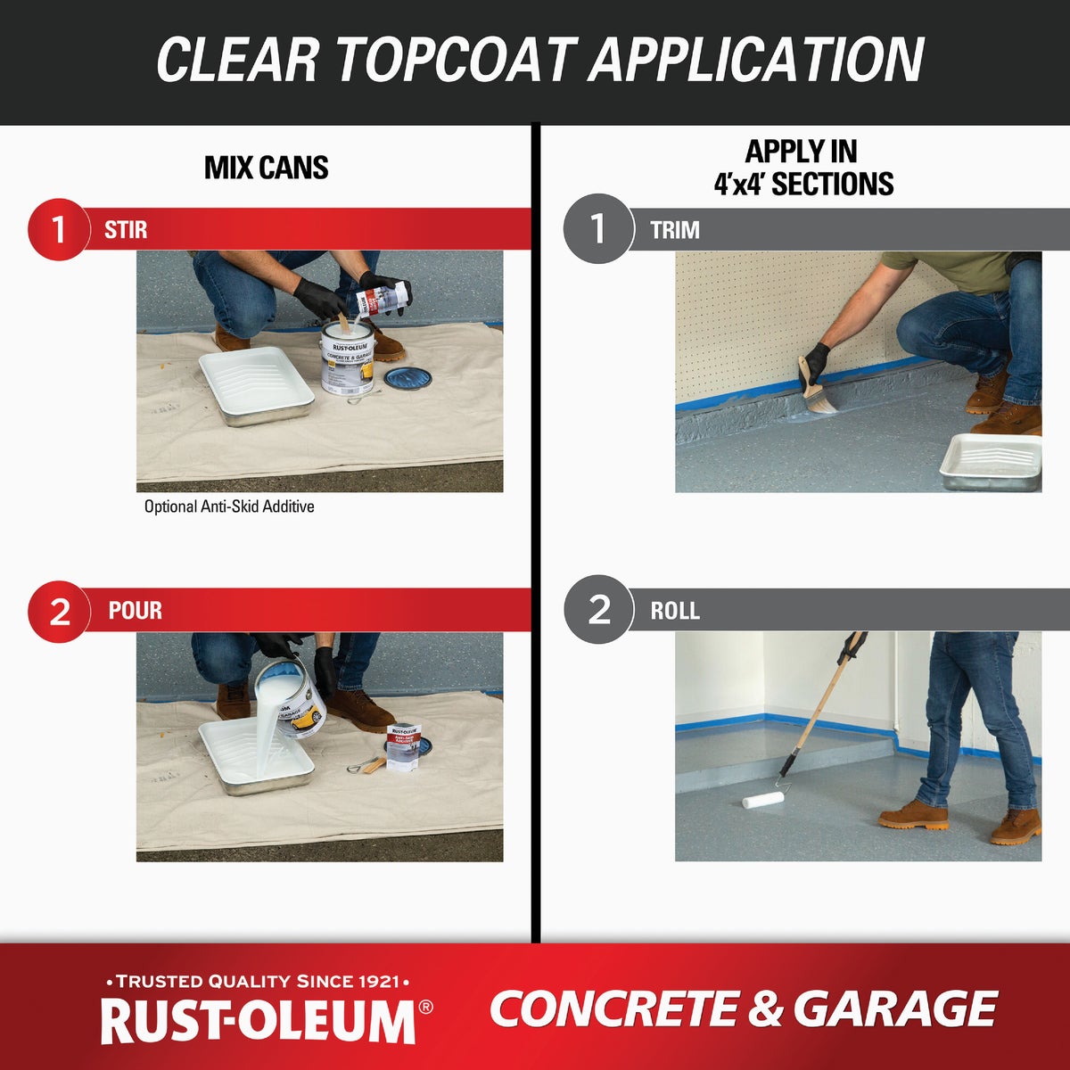Rust-Oleum 1 Gal. Concrete and Garage Satin Textured Clear Finish Floor Topcoat Image 6