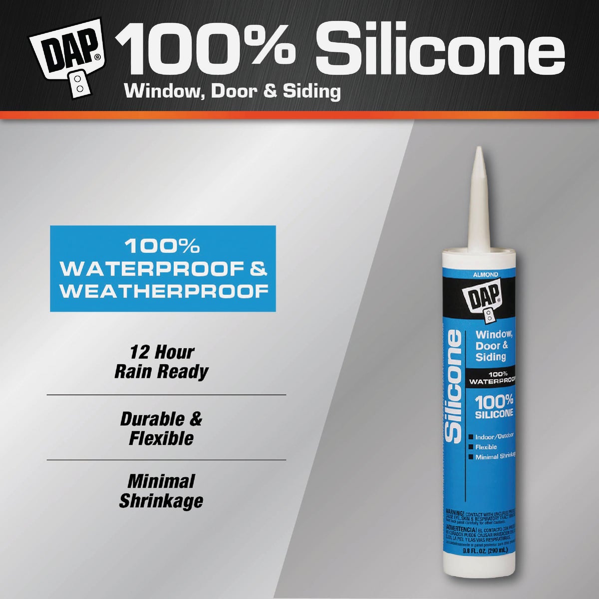 DAP 9.8 Oz. Window, Door & Siding Silicone Sealant, Almond Image 2