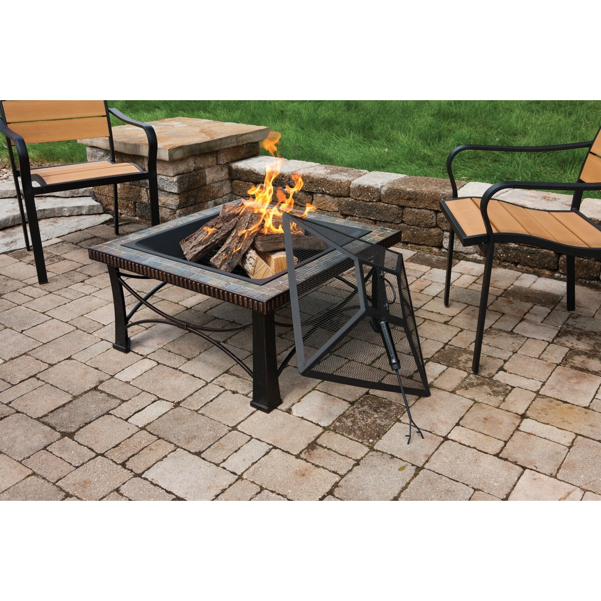 Outdoor Expressions 30 In. Slate Square Steel Fire Pit Image 2