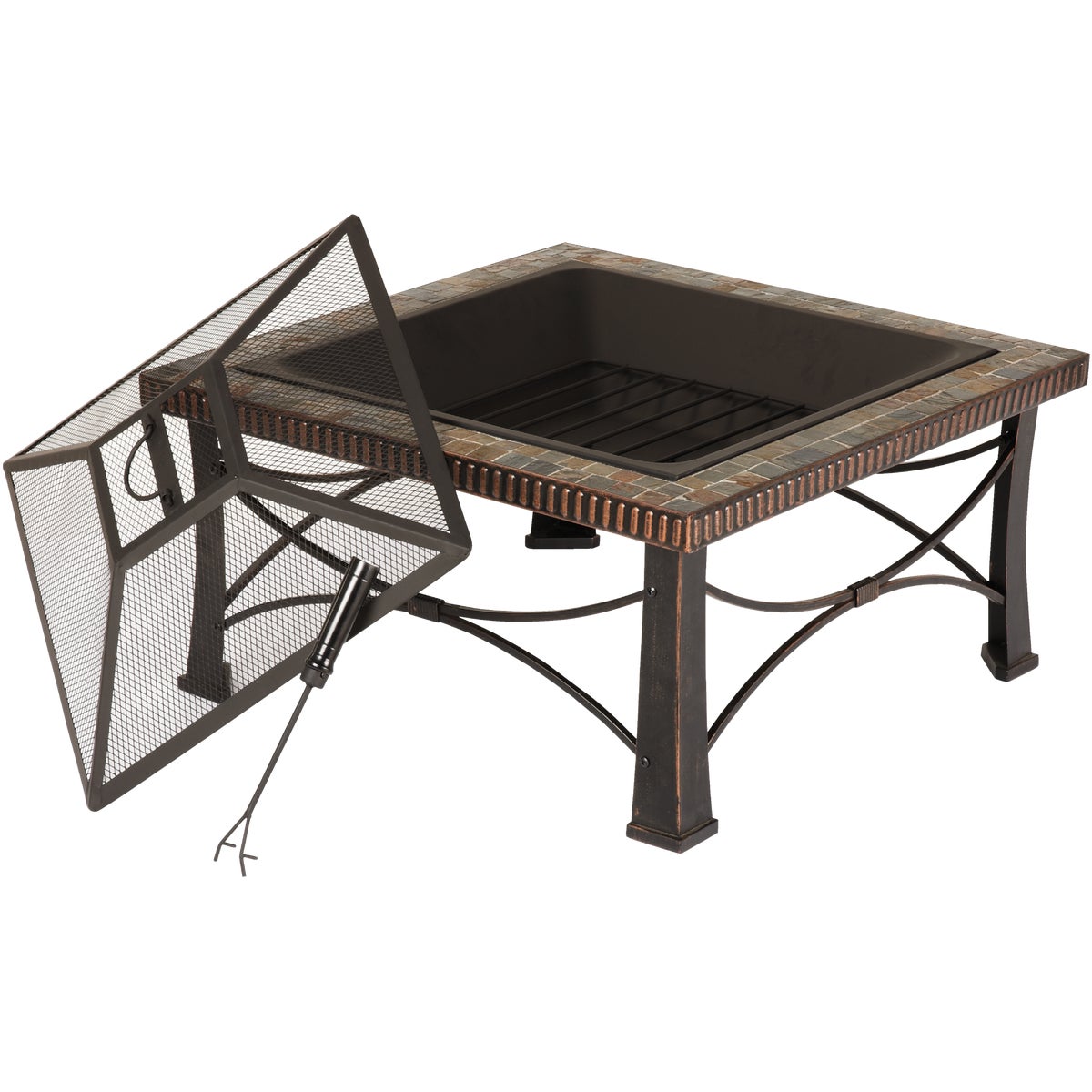 Outdoor Expressions 30 In. Slate Square Steel Fire Pit Image 4