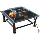 Outdoor Expressions 30 In. Antique Bronze Square Steel Fire Pit Image 1