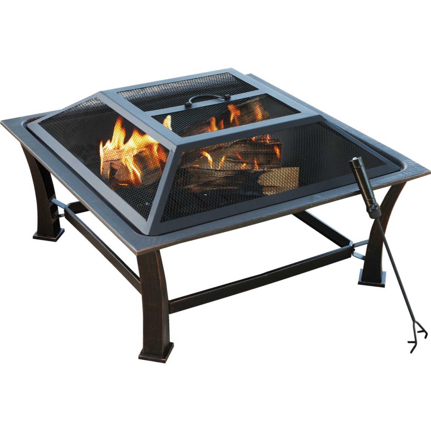 Outdoor Expressions 30 In. Antique Bronze Square Steel Fire Pit Image 1