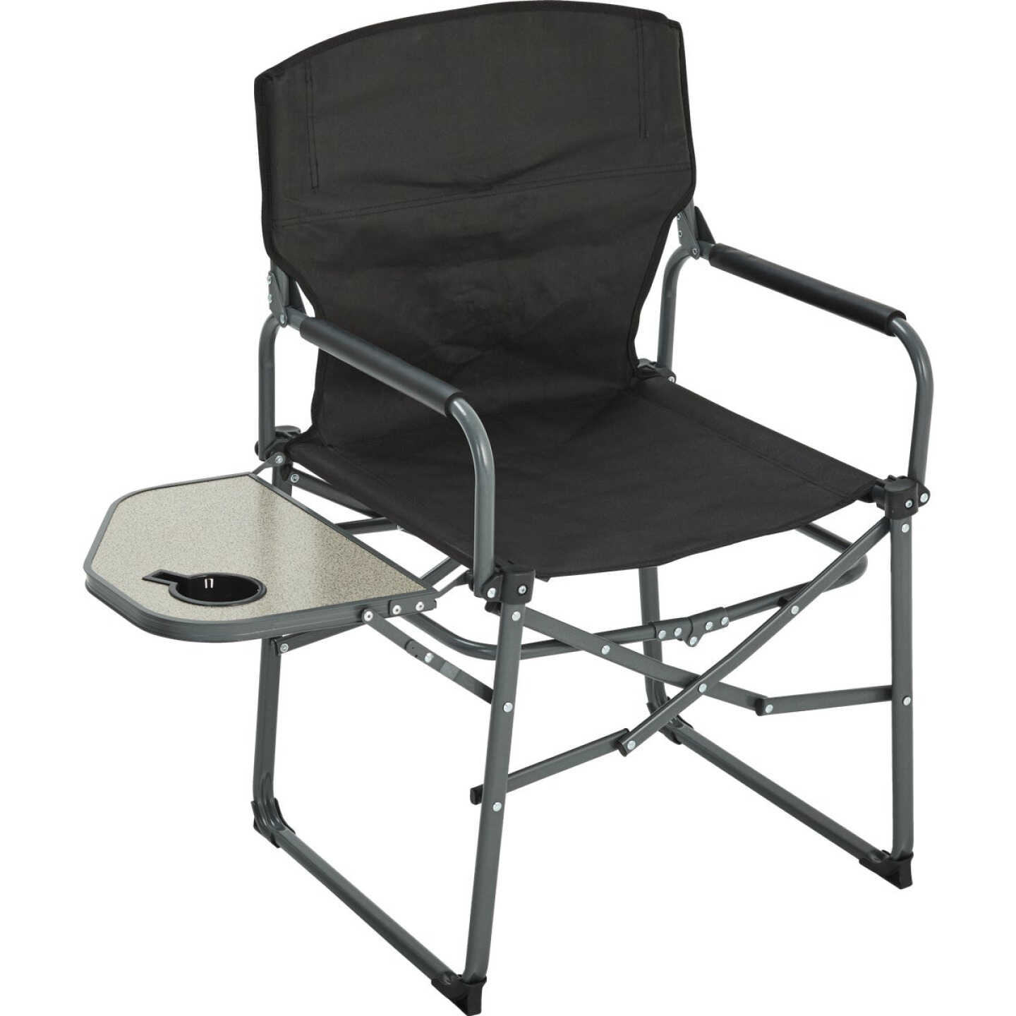 Outdoor Expressions Black Polyester Director Camp Folding Chair with Side Table Image 1