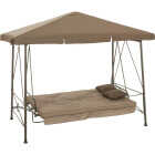 Outdoor Expressions 3-Person Brown Hammock Patio Swing With Canopy Image 3