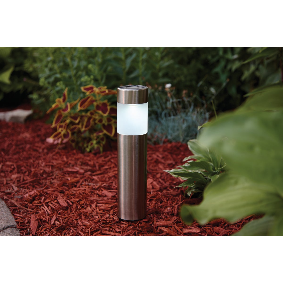 Outdoor Expressions Stainless Steel 1.6 Lumens Bollard Solar Path Light Image 2
