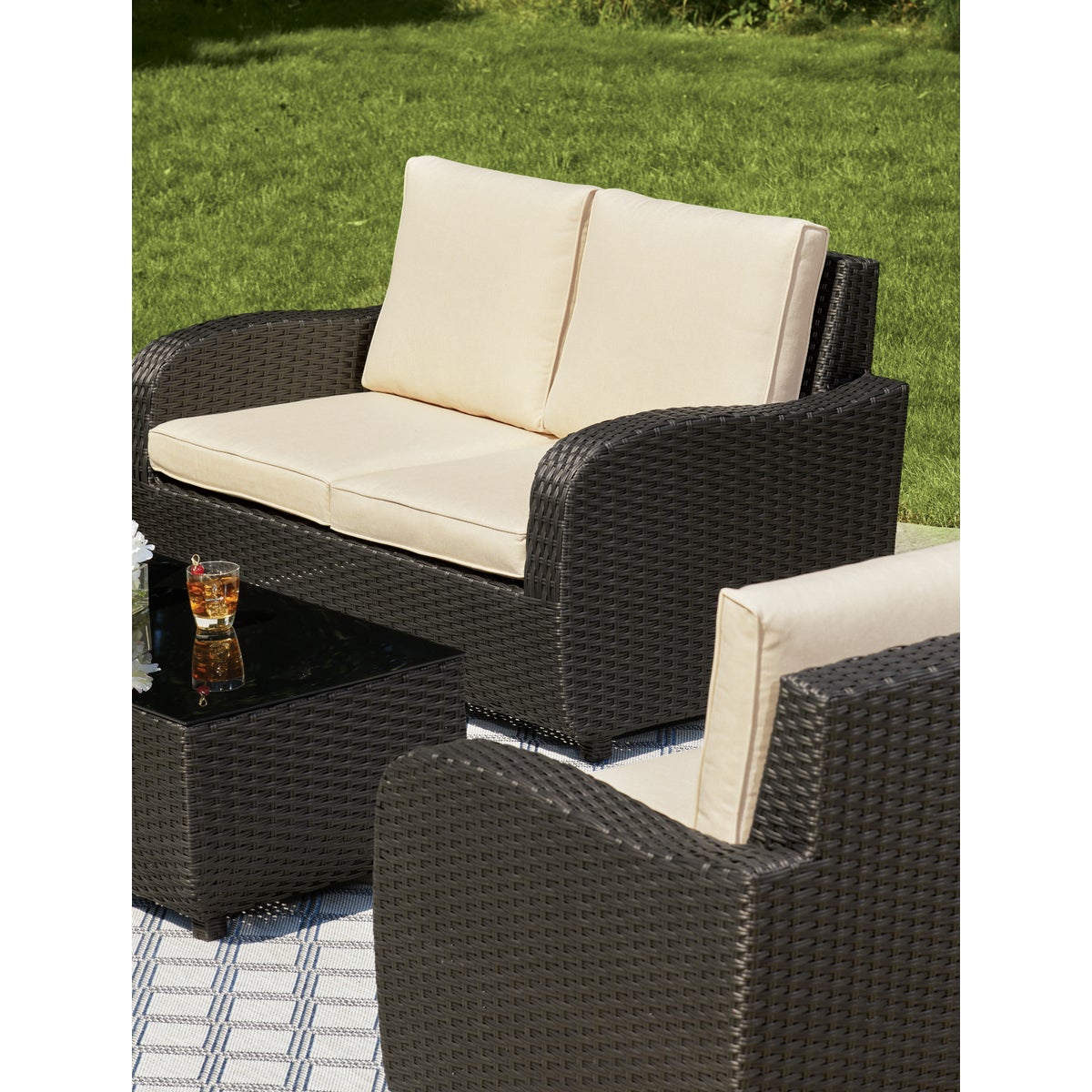 Outdoor Expressions 4-Piece Rattan Chat Set Image 7