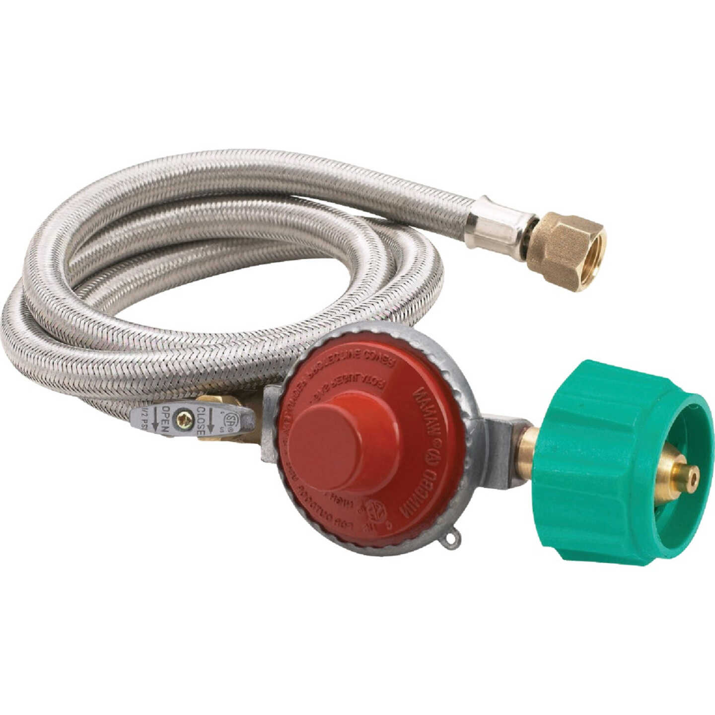 Bayou Classic 48 In. Stainless Steel High Pressure LP Hose & Preset Regulator Image 1