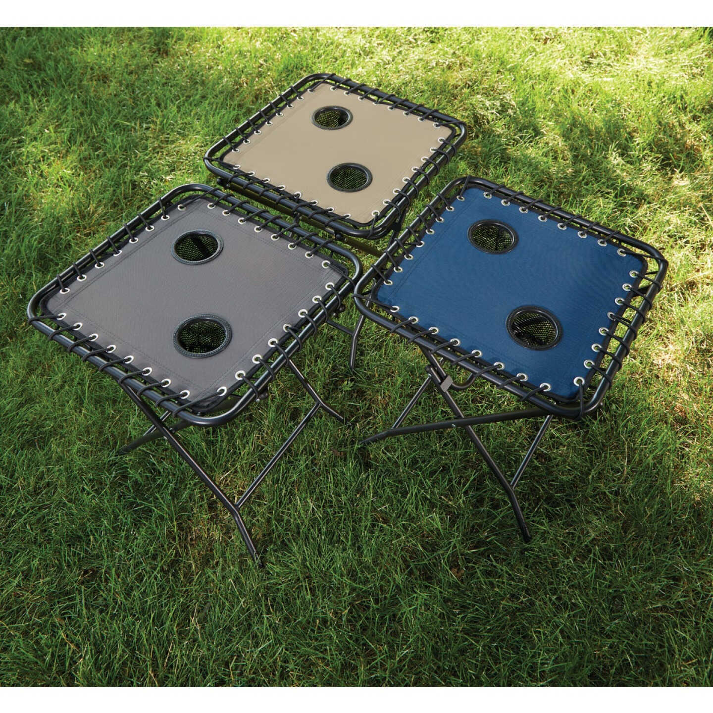 Outdoor Expressions Charcoal 18 In. Square Steel Folding Side Table Image 2