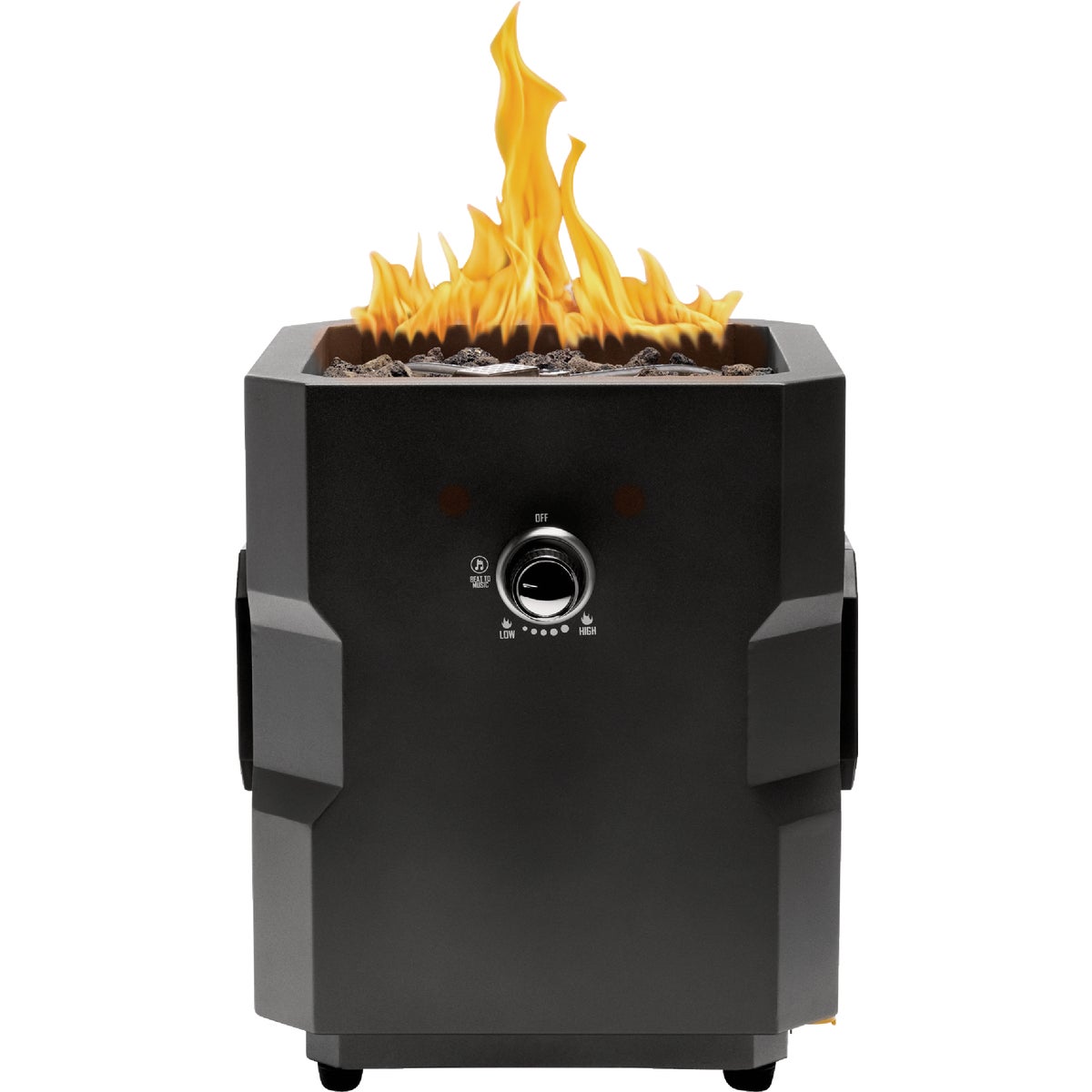 Ukiah Tailgater II 17 In. Black Square Gas Fire Pit with Beat to Music Technology Image 9
