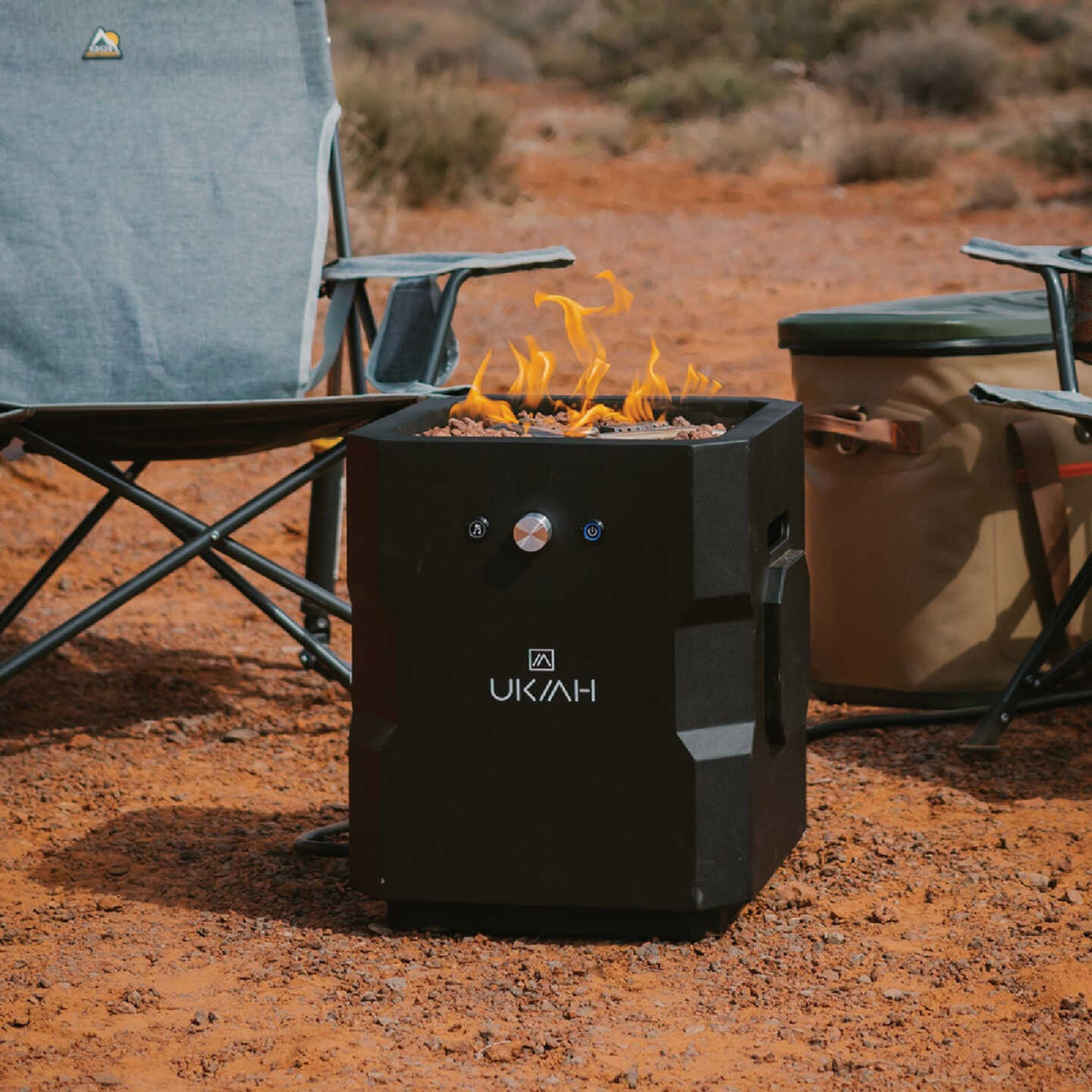 Ukiah Tailgater II 17 In. Black Square Gas Fire Pit with Beat to Music Technology Image 7